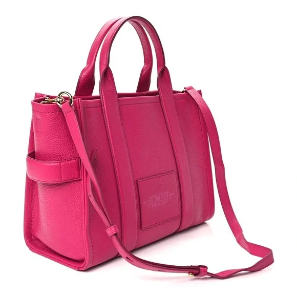 MARC JACOBS The Leather Medium Tote Bag Lipstick Pink - Picture 2 of 12